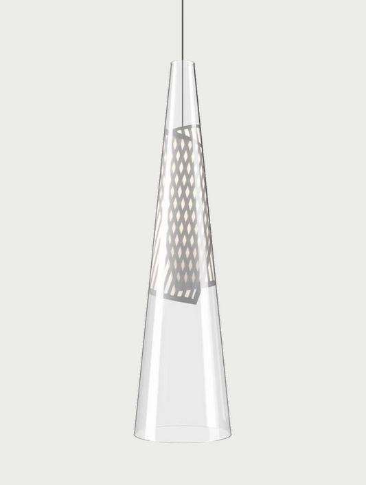 Lodes Cono di Luce LED pendant light in grey with clear Pyrex glass by Ron Arad