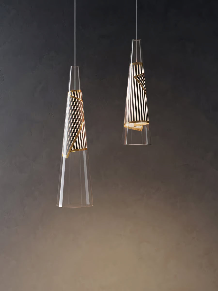 Lodes Cono di Luce goldLED ceiling suspension for modern residential and hospitality interiors
