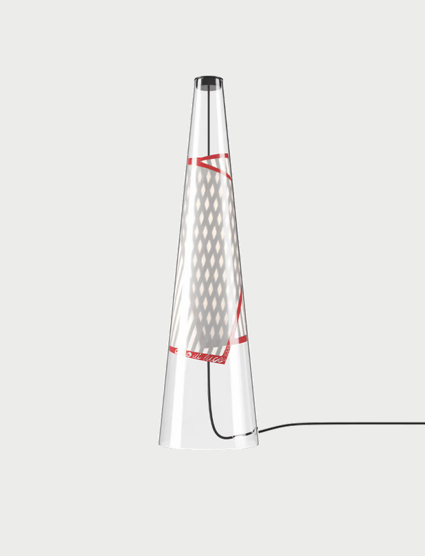 Lodes Cono di Luce warm white LED table lamp with touch dimming with red accent