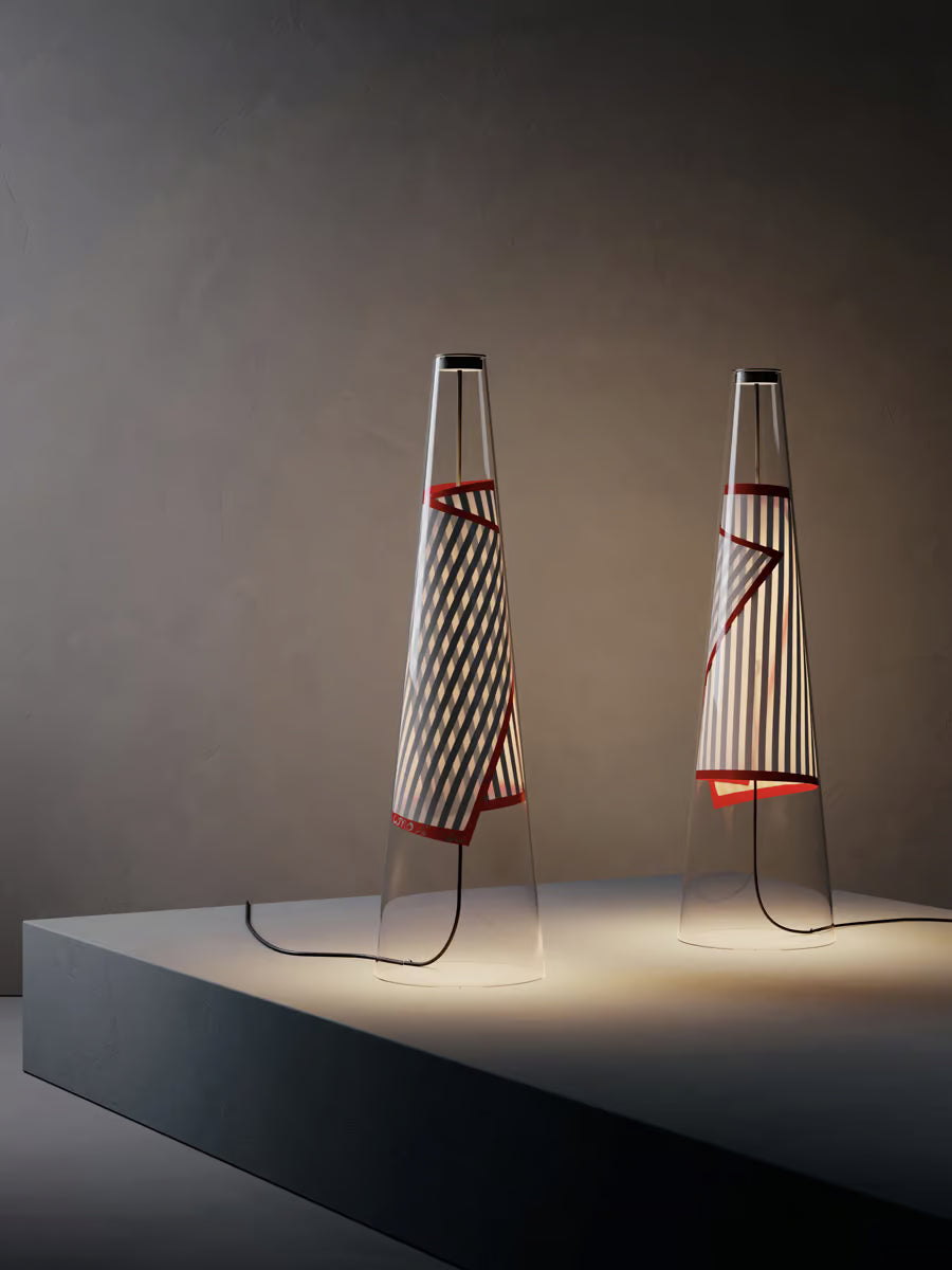 Contemporary Italian glass table lamp with integrated LED by Lodes