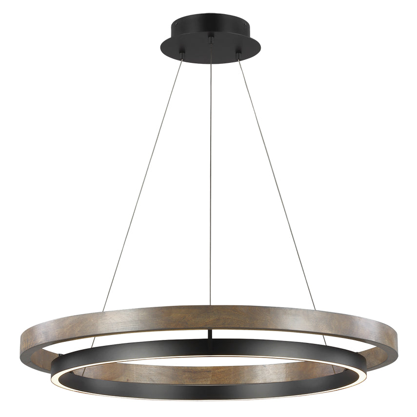 Grace 36 Dual Ring Chandelier LED Vc Oak Wood by Visual & Comfort & Co