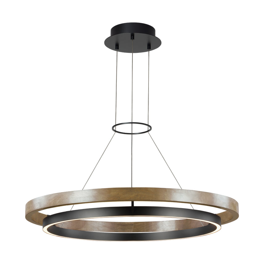 Grace 36 Dual Ring Chandelier LED Vc Oak Wood by Visual & Comfort & Co