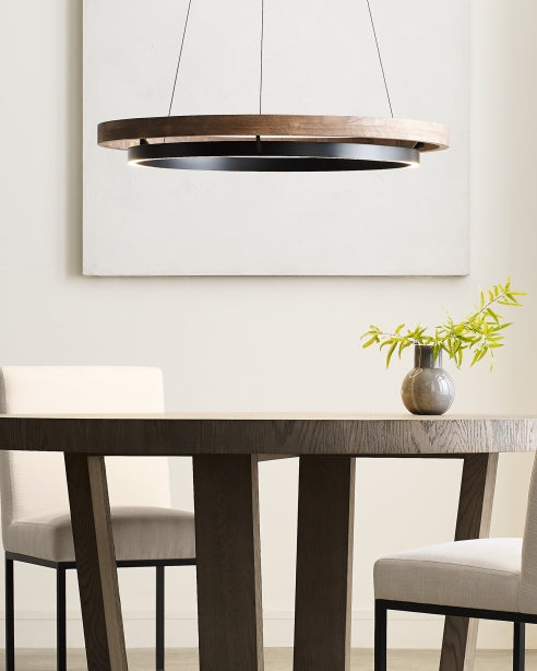 Grace 36 Dual Ring Chandelier LED Vc Oak Wood by Visual & Comfort & Co