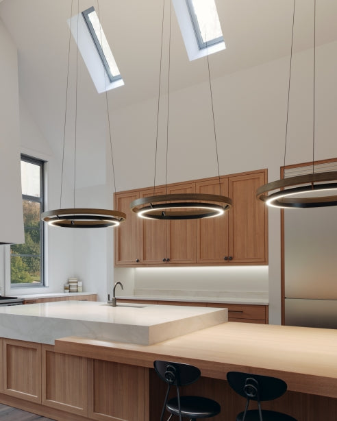 Grace 36 Dual Ring Chandelier LED Vc Oak Wood by Visual & Comfort & Co