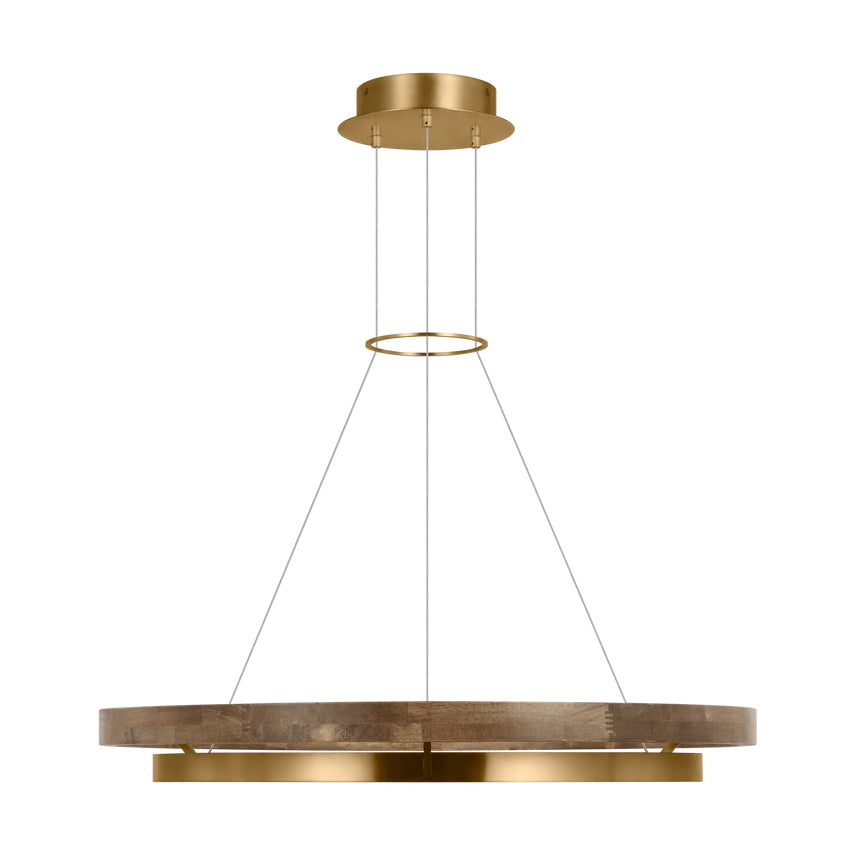 Grace 36 Dual Ring Chandelier LED Vc Oak Wood by Visual & Comfort & Co