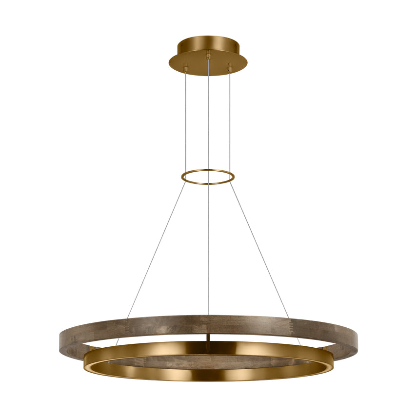 Grace 36 Dual Ring Chandelier LED Vc Oak Wood by Visual & Comfort & Co