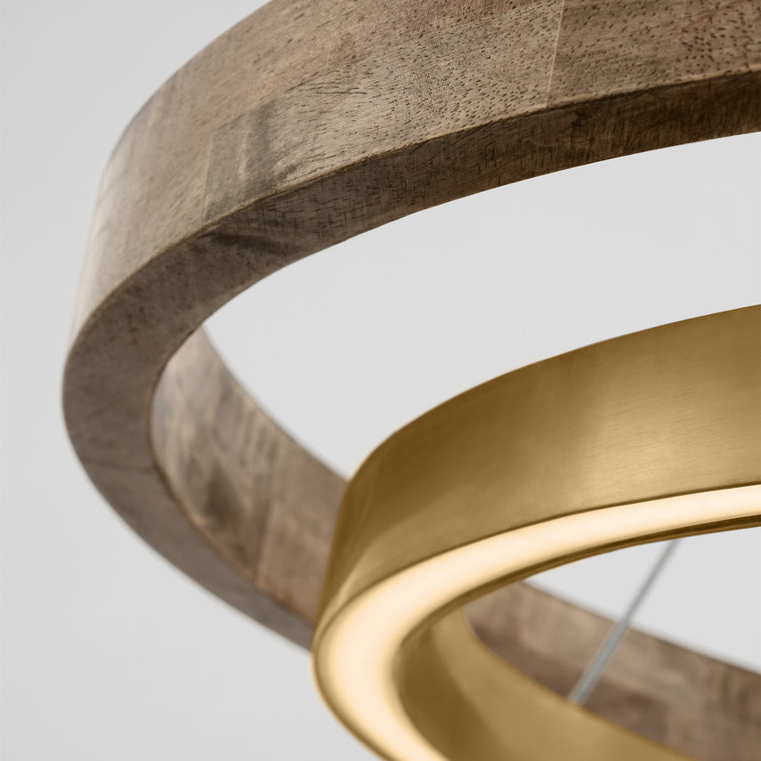 Grace 36 Dual Ring Chandelier LED Vc Oak Wood by Visual & Comfort & Co