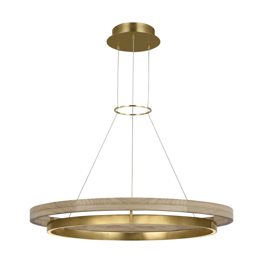 Grace 36 Dual Ring Chandelier LED Vc Oak Wood by Visual & Comfort & Co