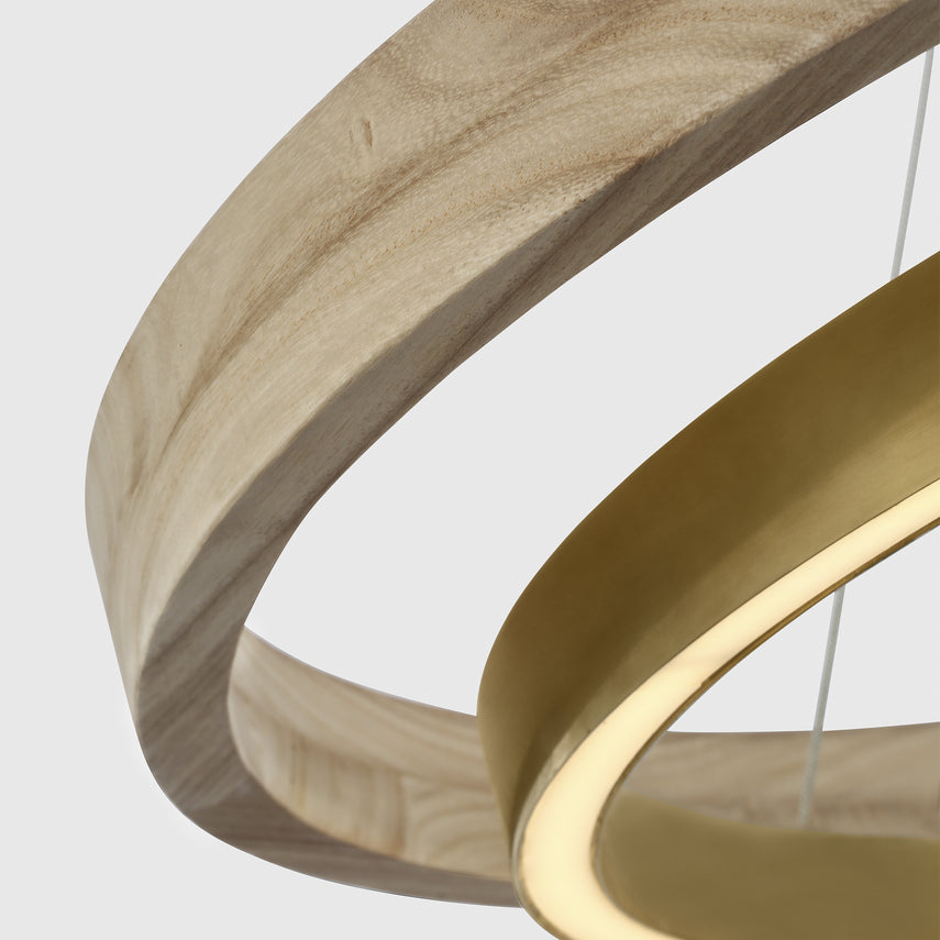 Grace 36 Dual Ring Chandelier LED Vc Oak Wood by Visual & Comfort & Co