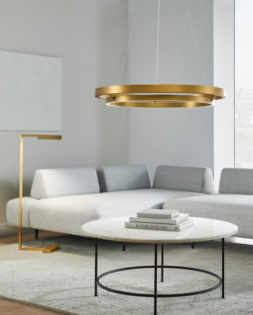 Grace 36 Dual Ring Chandelier LED Vc Oak Wood by Visual & Comfort & Co