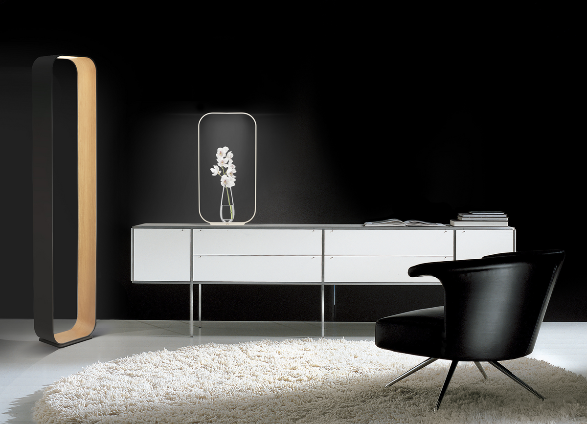 Contour LED floor lamp in a styled living room, view 3