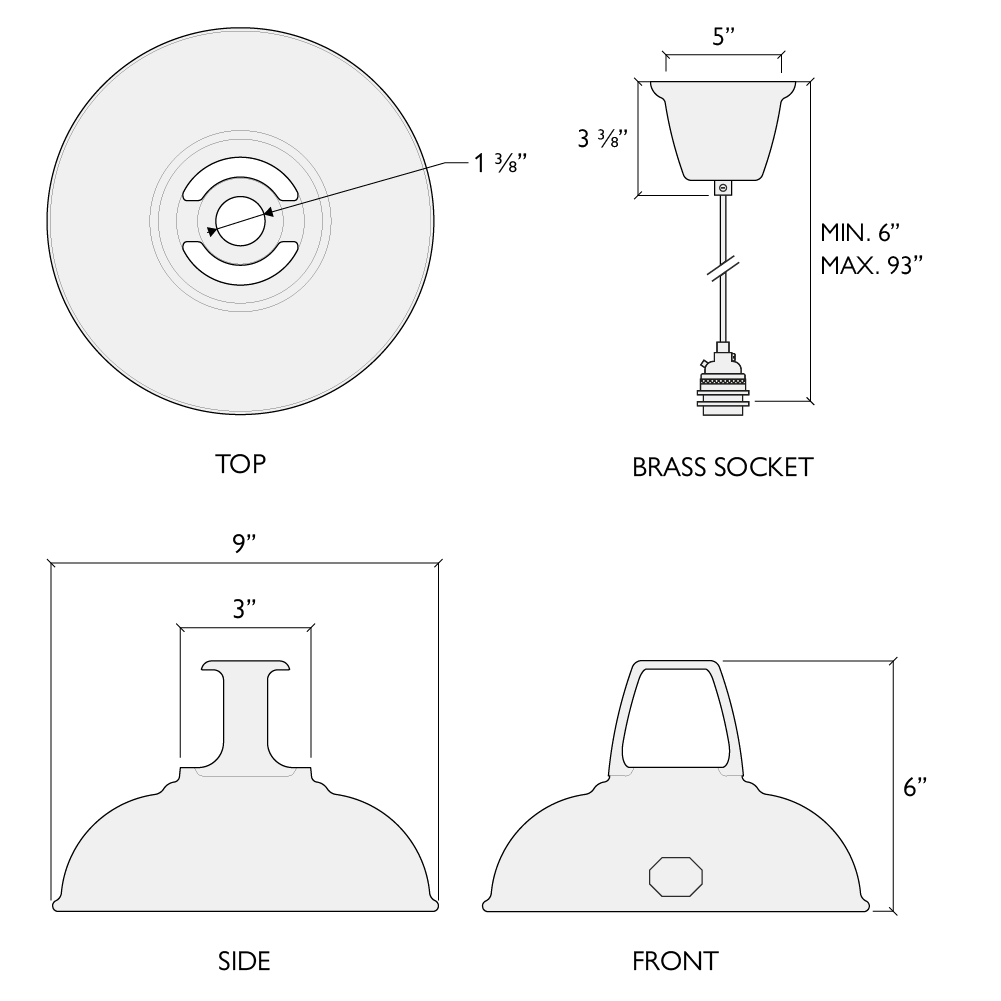 Coolicon Original Pendant light, shade and canopy dimensions (photo 17)