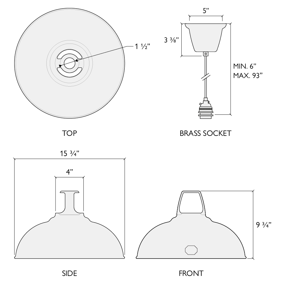 Coolicon Original Large Pendant light, shade and canopy dimensions (photo 14)