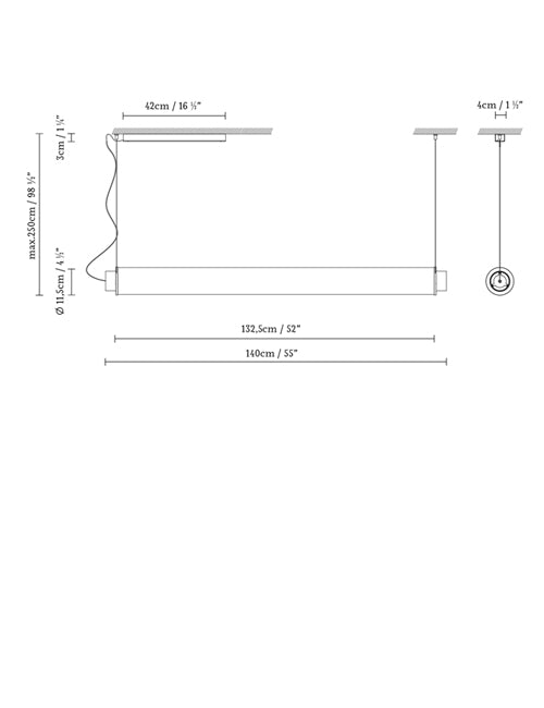 B.lux Slim Skin SH1400 dimension drawing