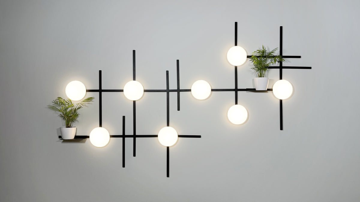 Crosshatch ceiling and wall lamp by Brad Ascalon