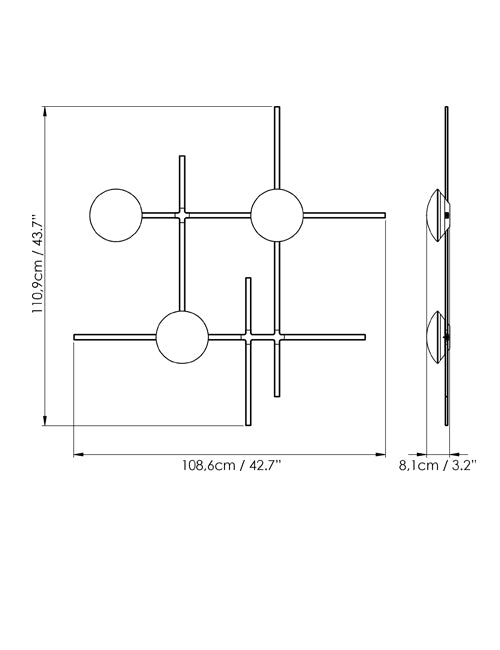 B.lux Crosshatch Pendant S - L Pendant lamp - Brad Ascalon Design dimensions drawing