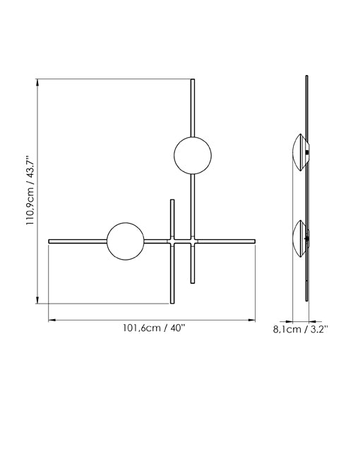 B.lux Crosshatch Pendant S - M Pendant lamp - Brad Ascalon Design dimensions drawing