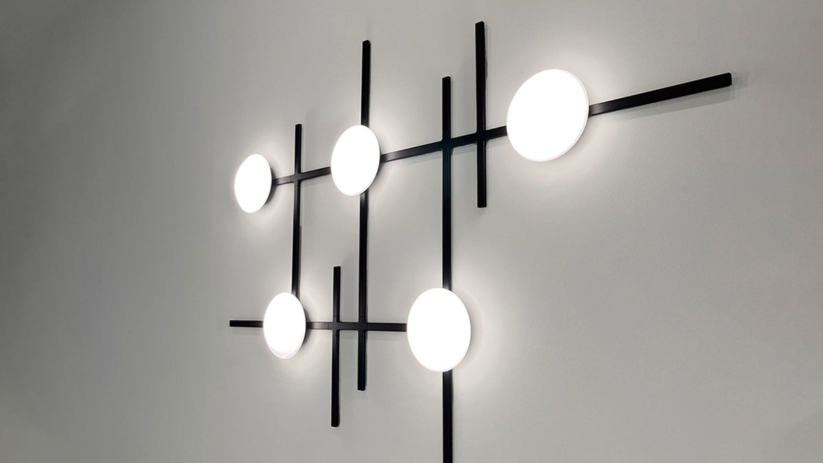 Crosshatch ceiling and wall lamp by Brad Ascalon