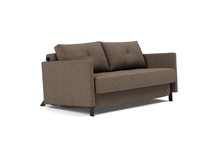 Innovation Living full sofa bed with slim arms in cedar brown upholstery