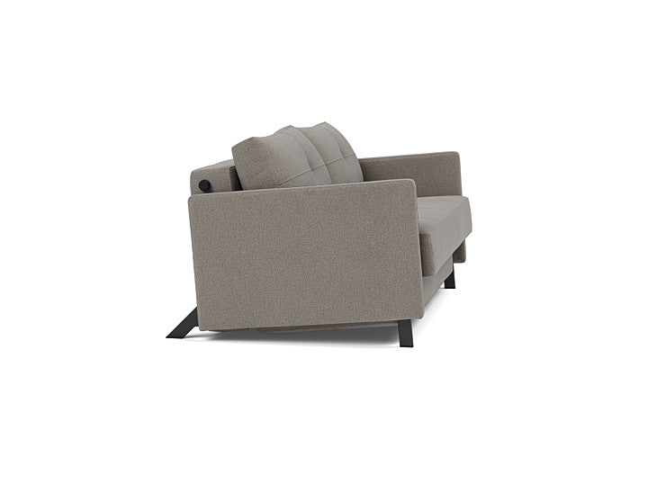 Cubed full-size sofa bed with arms in 521 Mixed Dance Grey upholstery