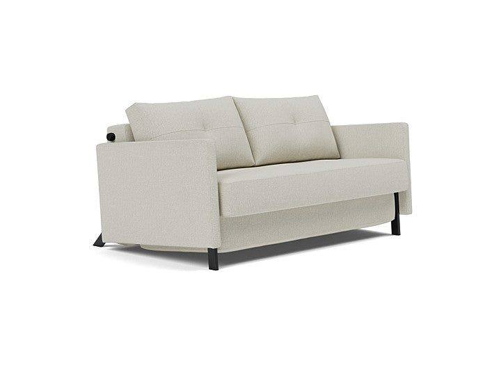 Modern Cubed convertible sofa in 527 Mixed Dance Natural fabric