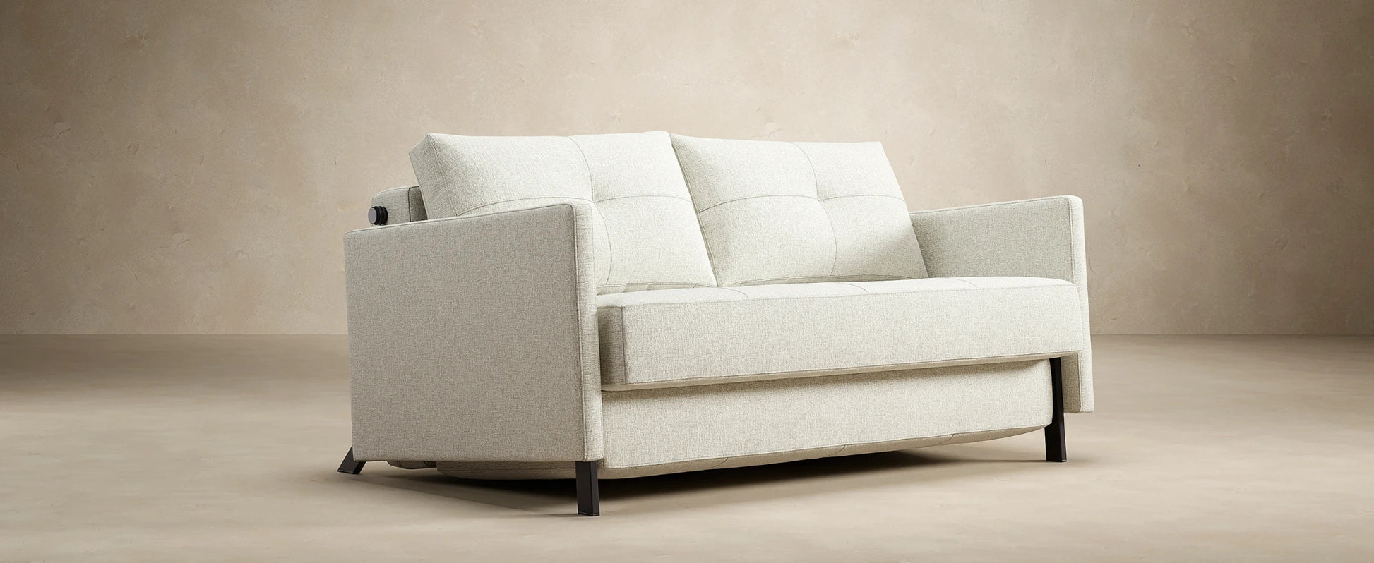 Scandinavian sofa bed with automatic folding legs