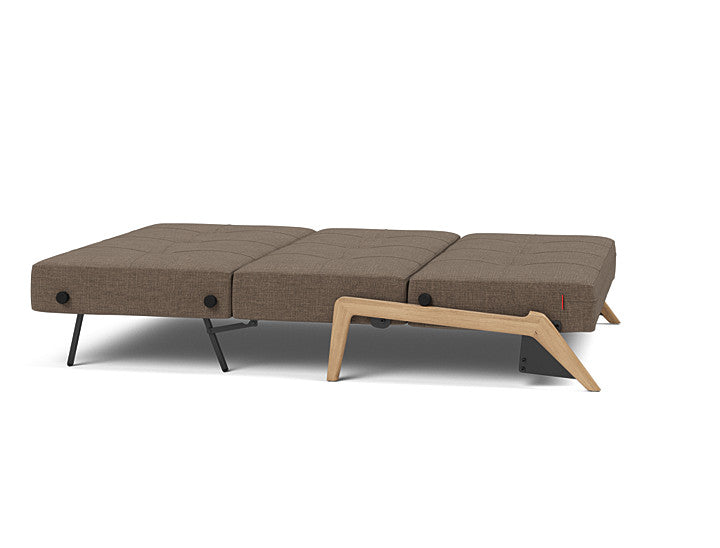 Side profile of the Cubed full size sleeper sofa in 411 Esina Cedar Brown