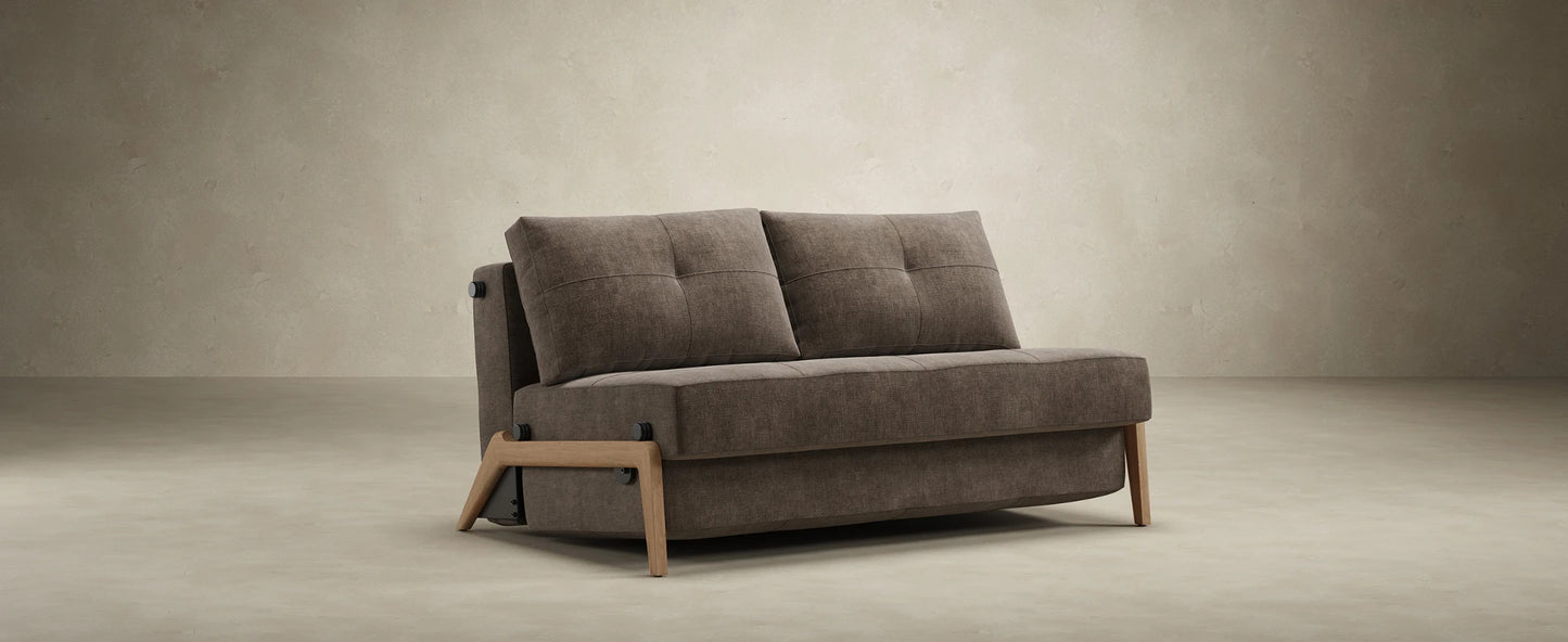 Cubed sofa shown as a comfortable full size bed