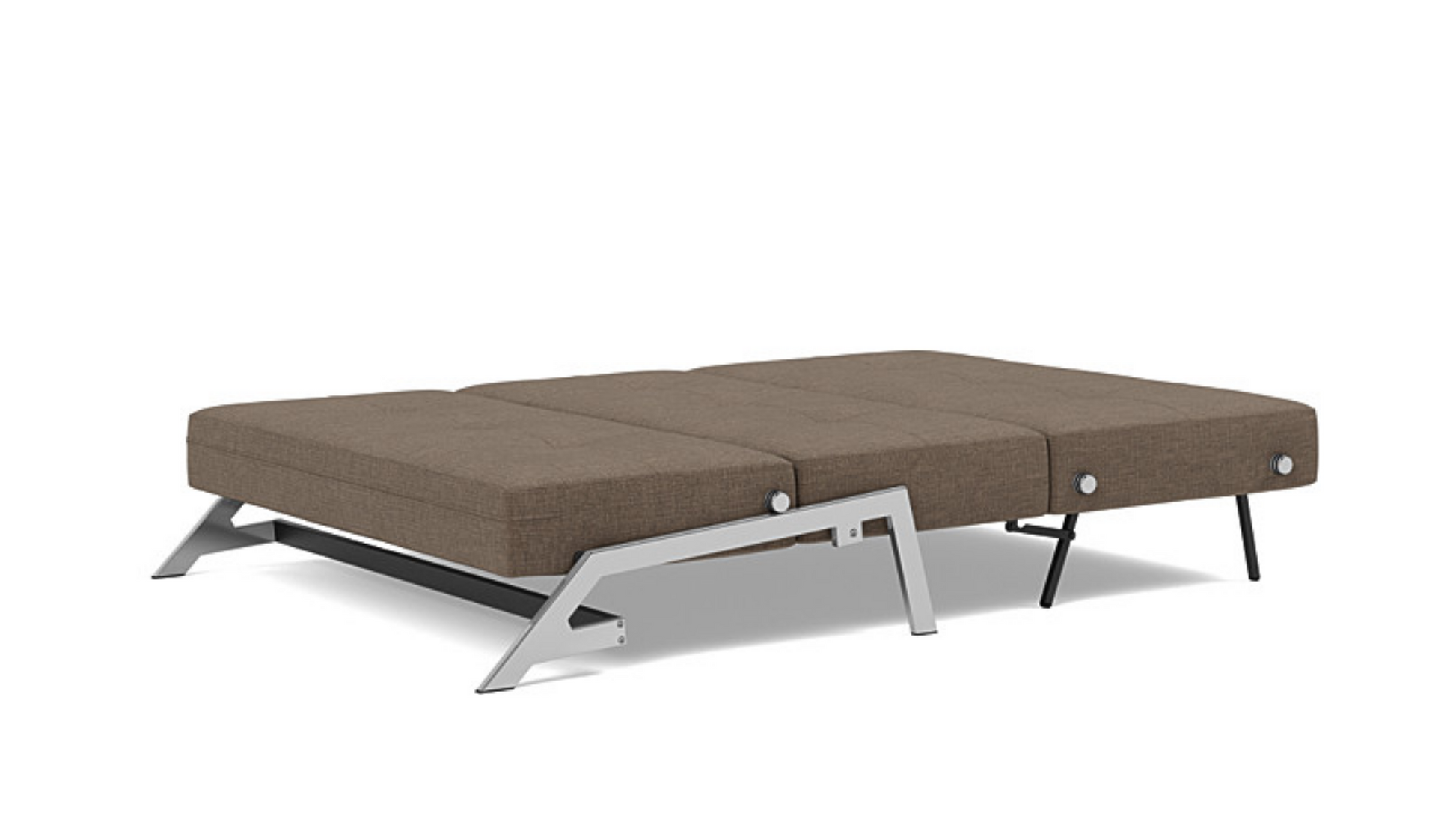 Cubed convertible sofa with hidden bedding storage in 411 Esina Cedar Brown