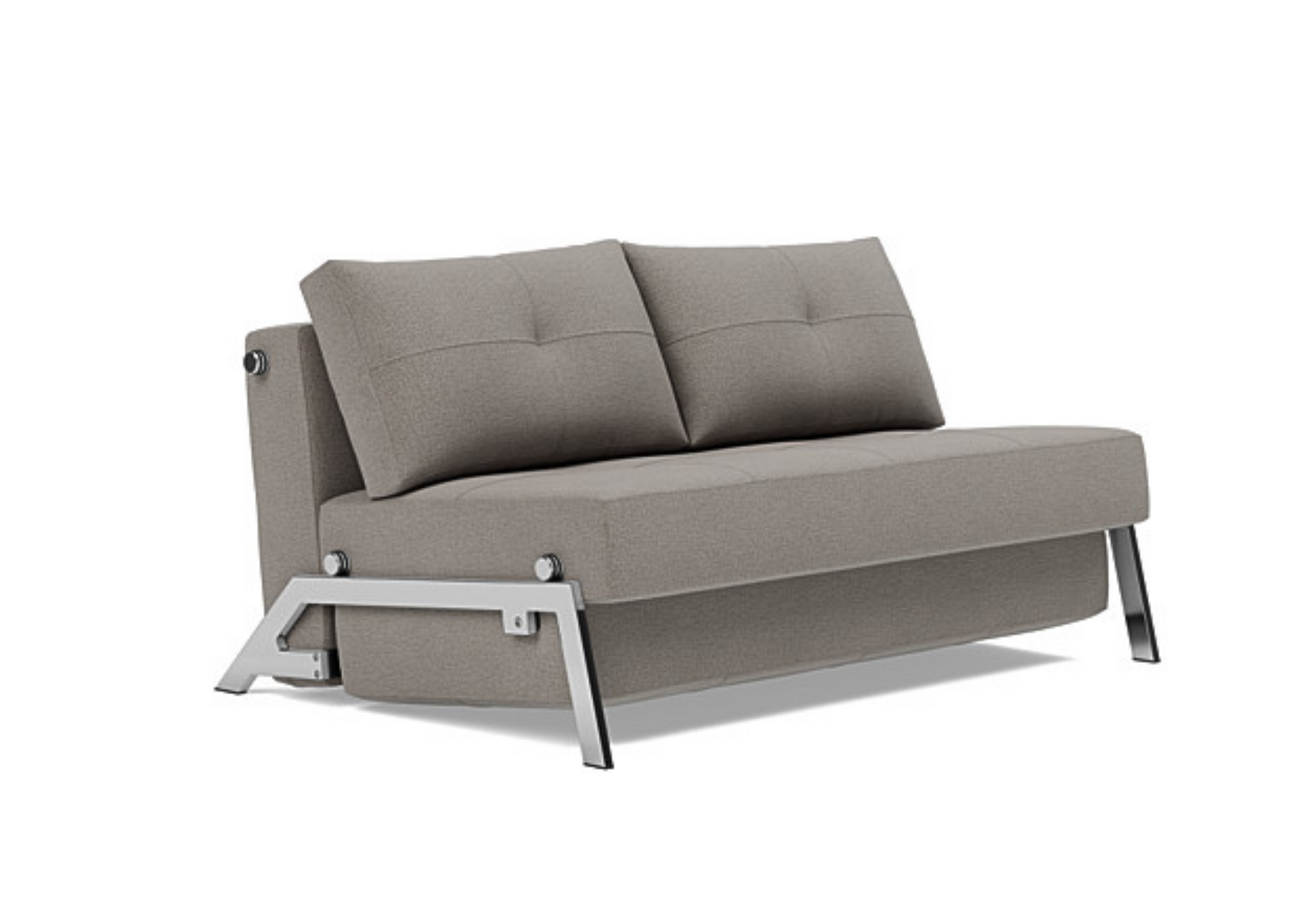 Innovation Living Cubed sofa bed converted into a full size bed in grey fabric