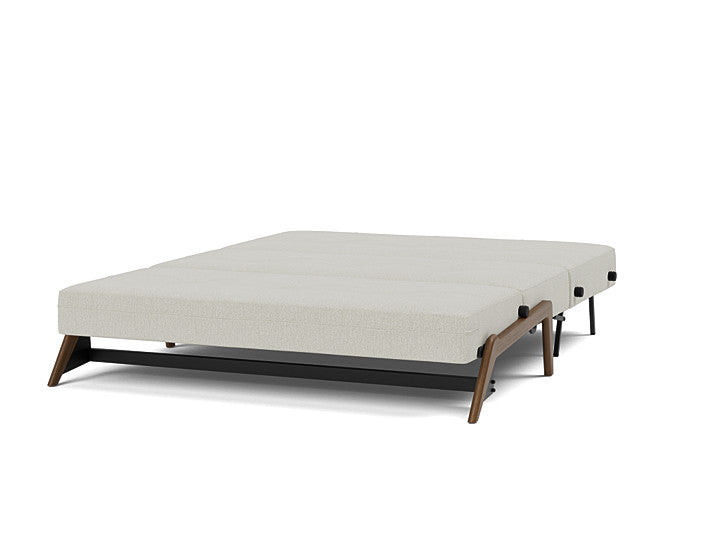 Innovation Living Cubed Wood Queen Sleeper Sofa with removable back cushions and natural upholstery