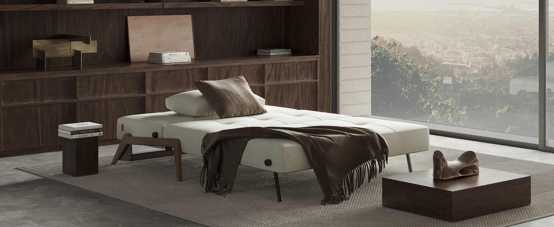 Scandinavian queen sofa bed with comfortable seating and easy bed conversion