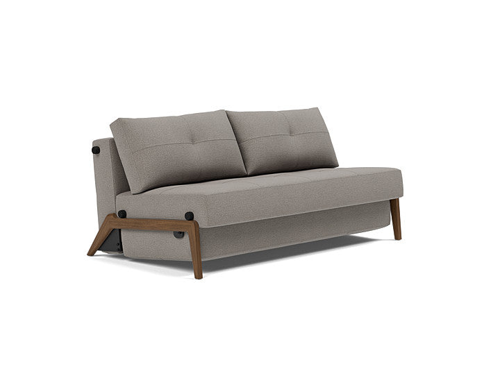 Modern queen sleeper sofa with dark oak legs and durable 521 Mixed Dance Grey fabric