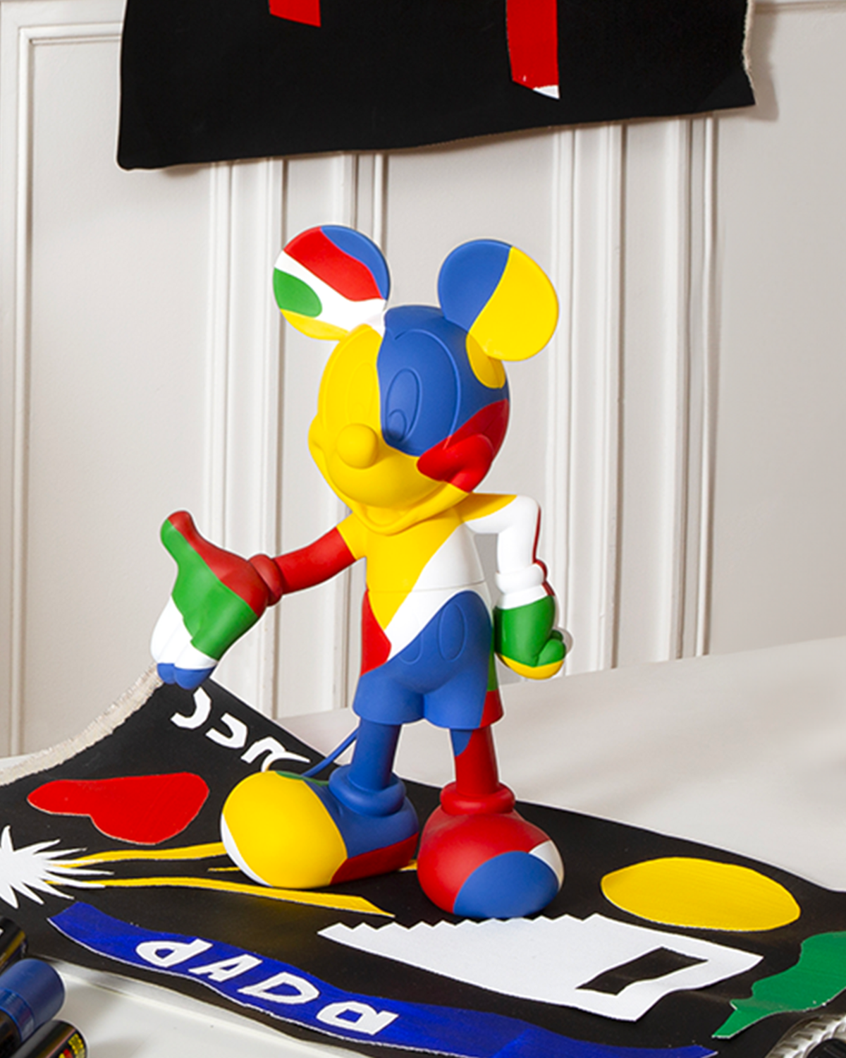 Leblon Delienne Mickey KAMO by Jean-Charles de Castelbajac sculpture in Multicolor camouflage, 12 inch – view 3