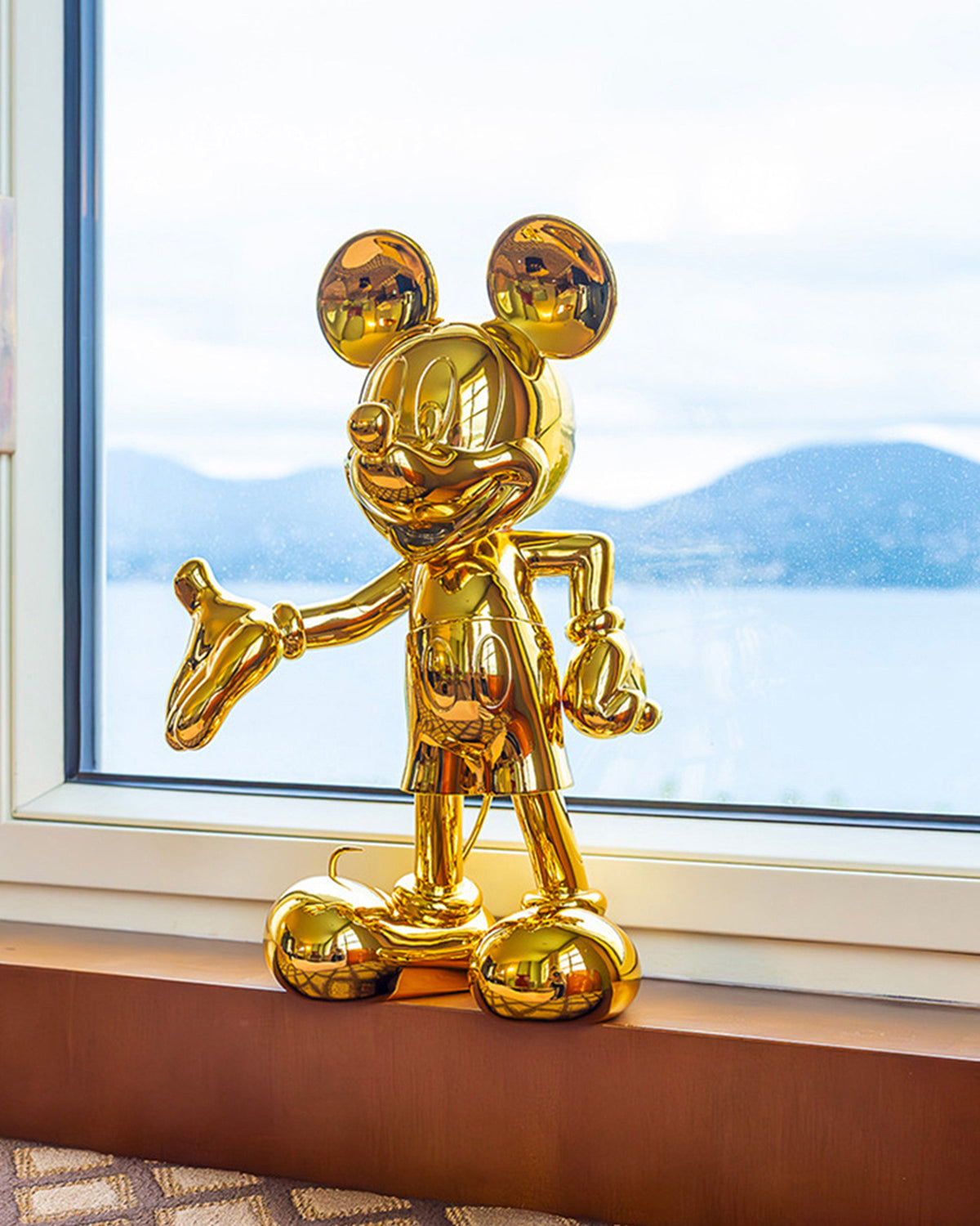 Leblon Delienne Mickey Welcome sculpture in Chromed Gold, 12 inch