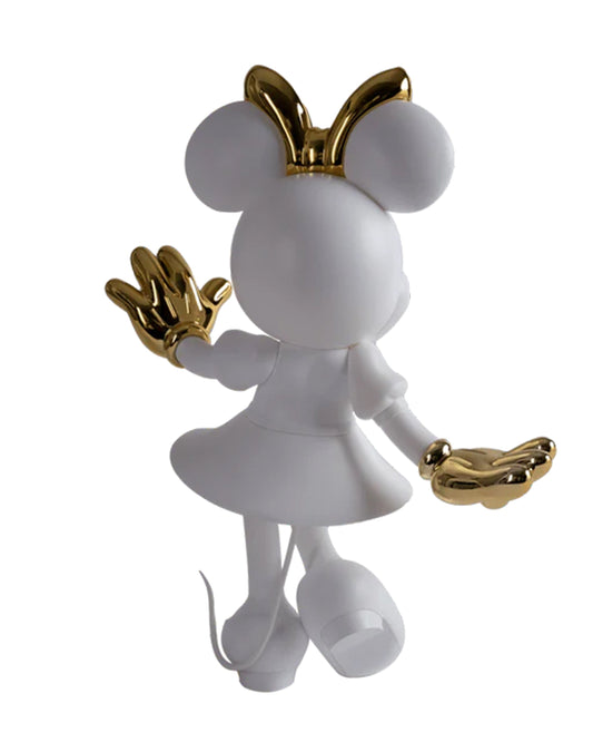 Leblon Delienne Minnie Welcome sculpture in White & Gold, 12 inch