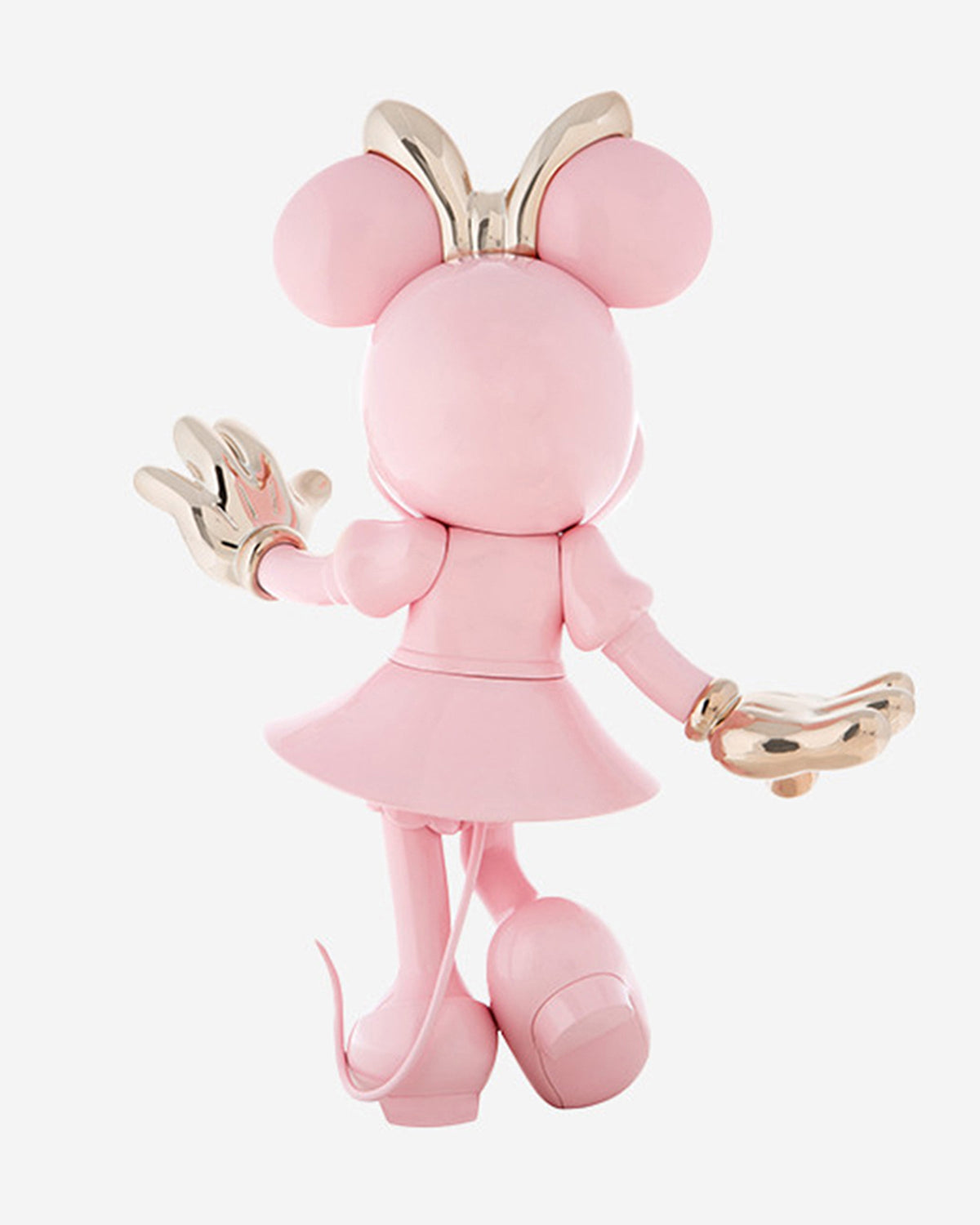 Leblon Delienne Minnie Welcome sculpture in Pastel Pink & Pink Gold, 12 inch