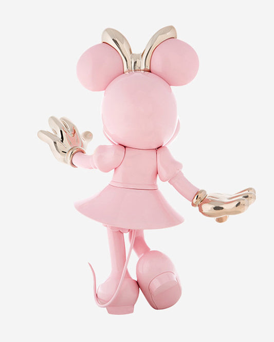 Leblon Delienne Minnie Welcome sculpture in Pastel Pink & Pink Gold, 12 inch