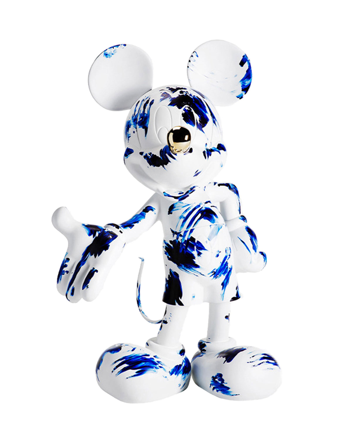Leblon Delienne One Minute Mickey by Marcel Wanders sculpture in White & Delft Blue, chromed gold nose, 24 inch – view 2