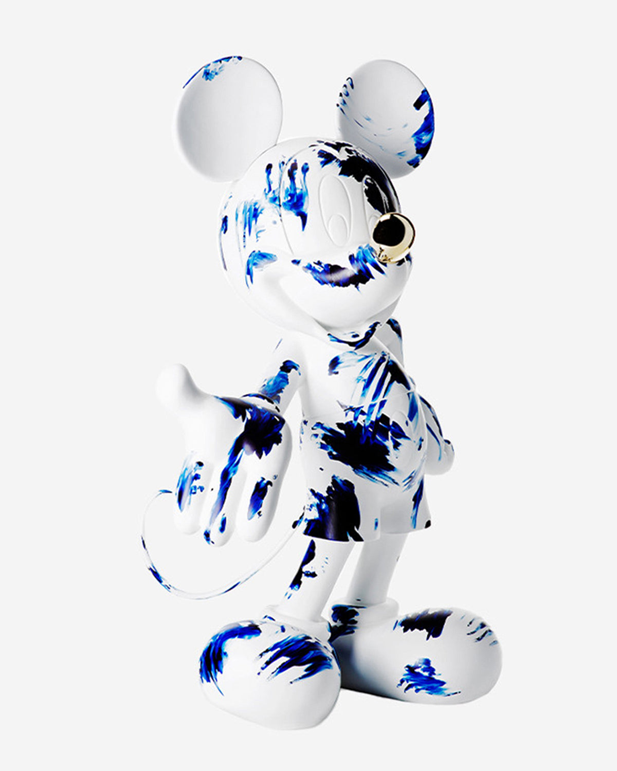 Leblon Delienne One Minute Mickey by Marcel Wanders sculpture in White & Delft Blue, chromed gold nose, 24 inch – view 4