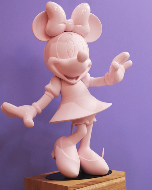 Leblon Delienne Minnie Welcome 24 in sculpture in Pastel Pink, 24 inch