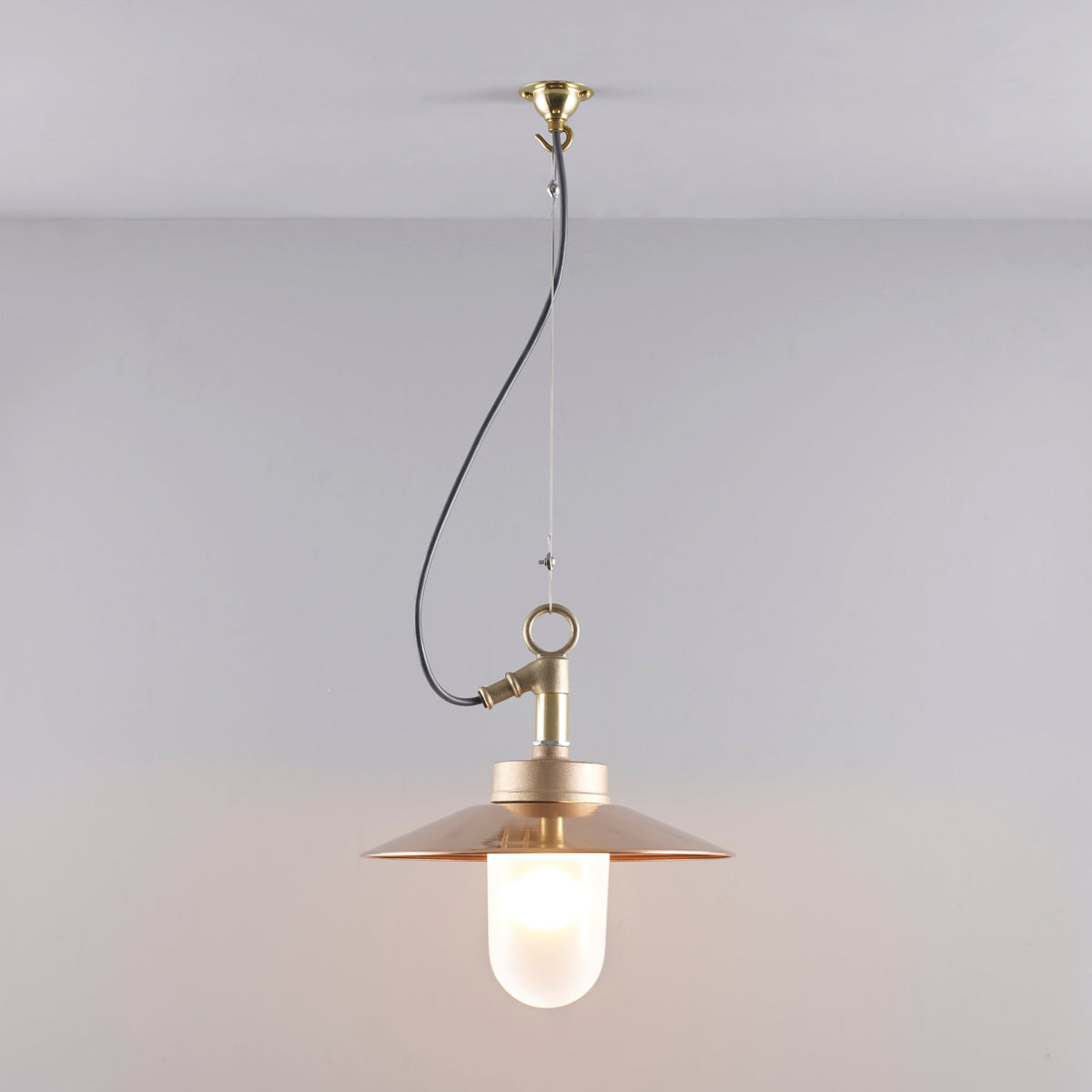 Well Glass Pendant with Visor by Original BTC, Bronze Frosted (photo 2)