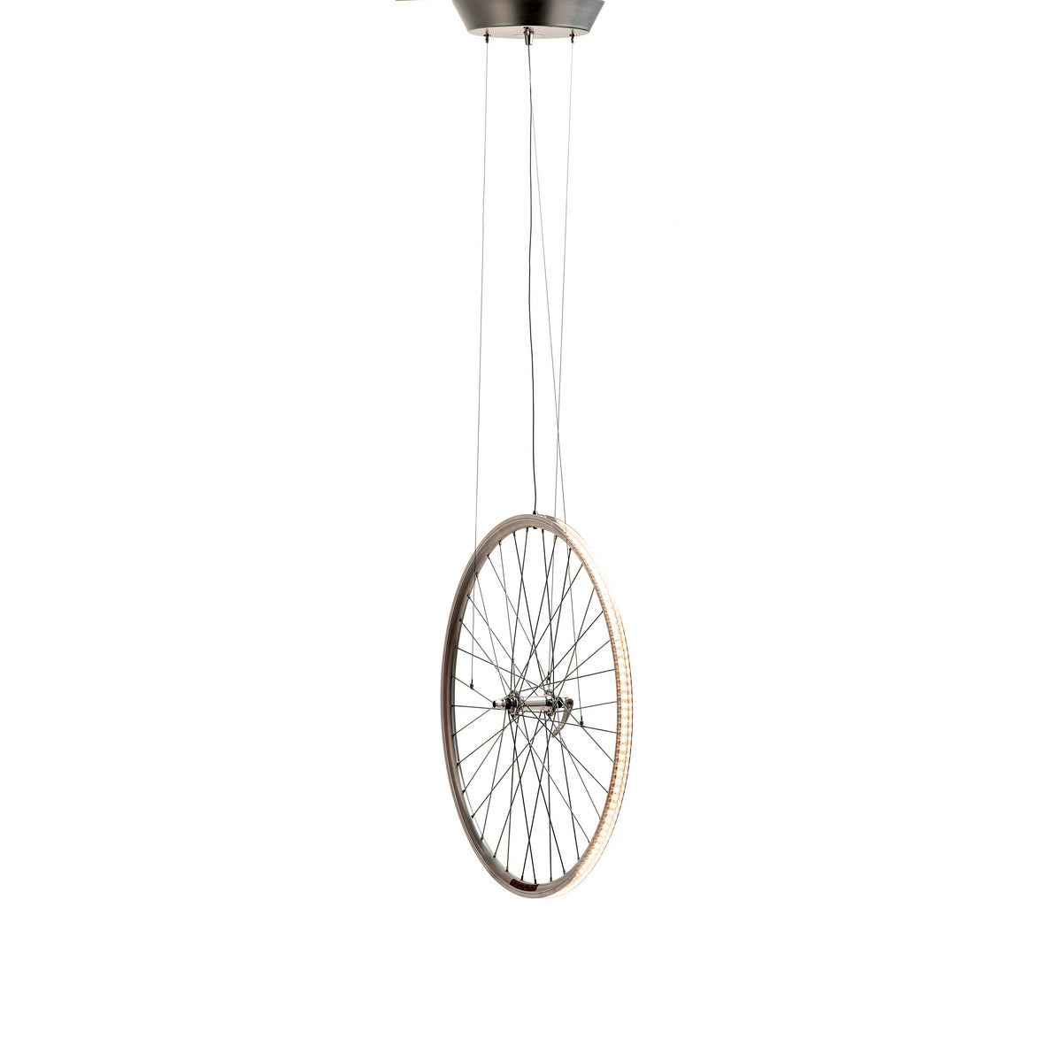 Cyclampa Eddy wheel pendant on steel suspension cables, full drop