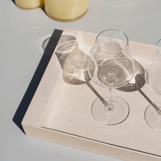 blomus KANKYO Recycled Bamboo Tray, 18 x 12 in – KANKYO bamboo tray in a styled room (1)