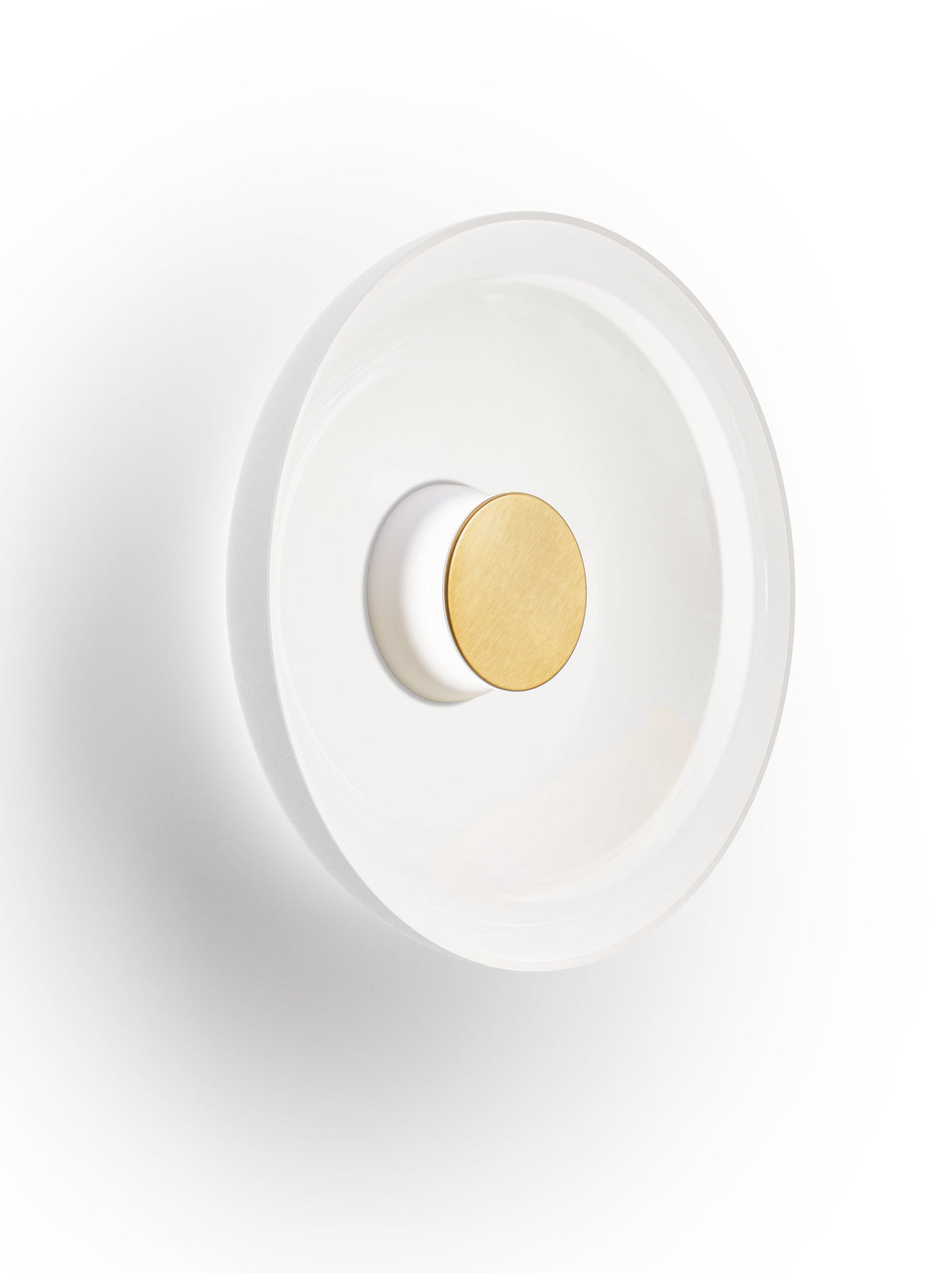 Pablo Designs Totem Sconce Glass – Shade D, White/Brass canopy/faceplate