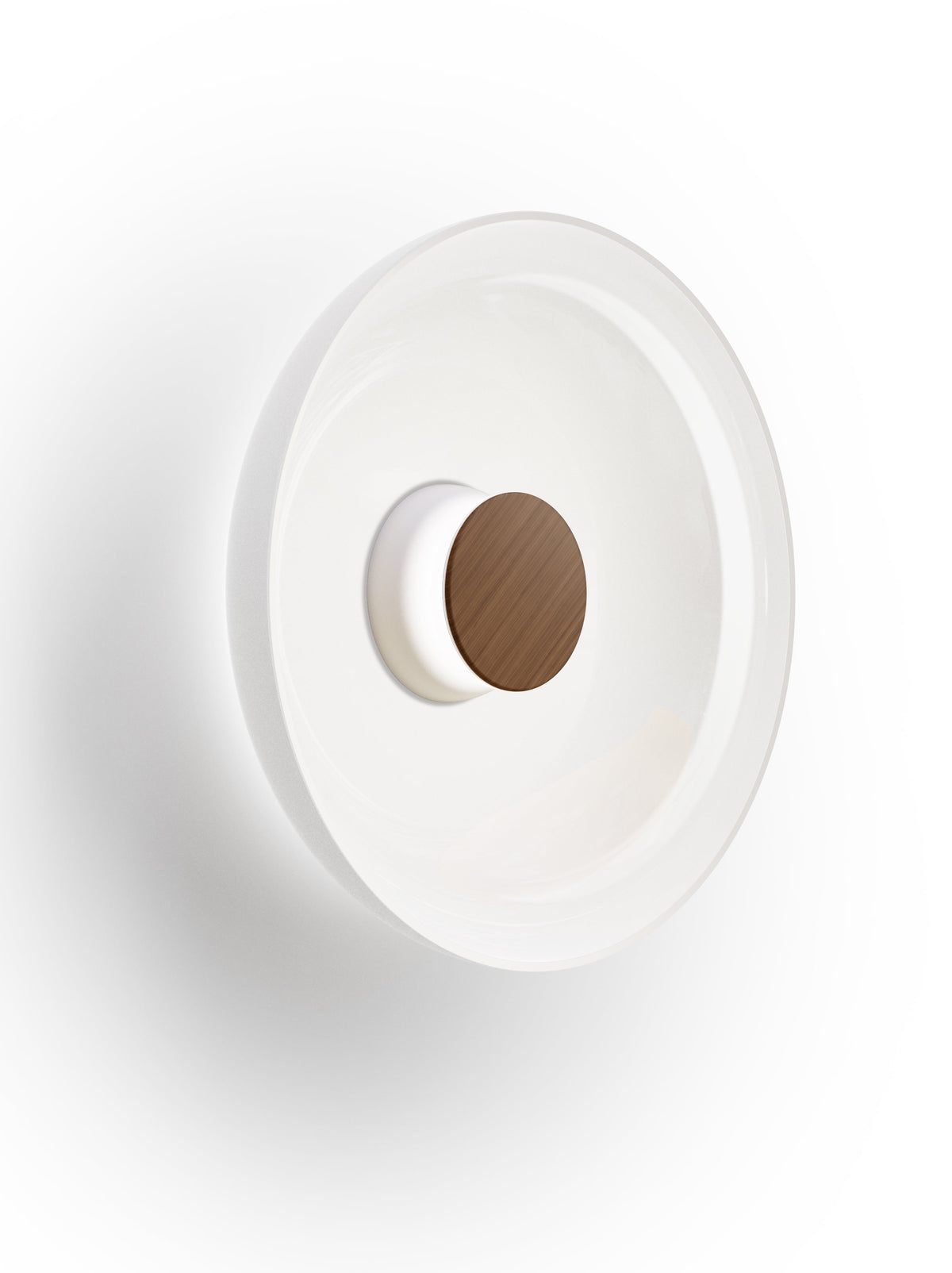 Pablo Designs Totem Sconce Glass – Shade D, White/Walnut canopy/faceplate