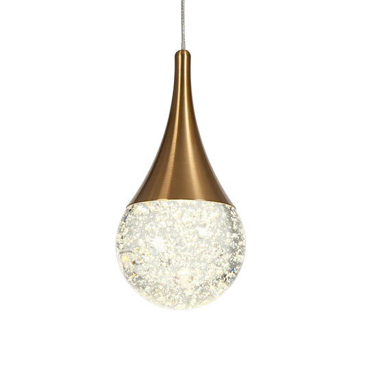 Dandelion Teardrop Pendant Brass Glass Ha05113P - LNC Home