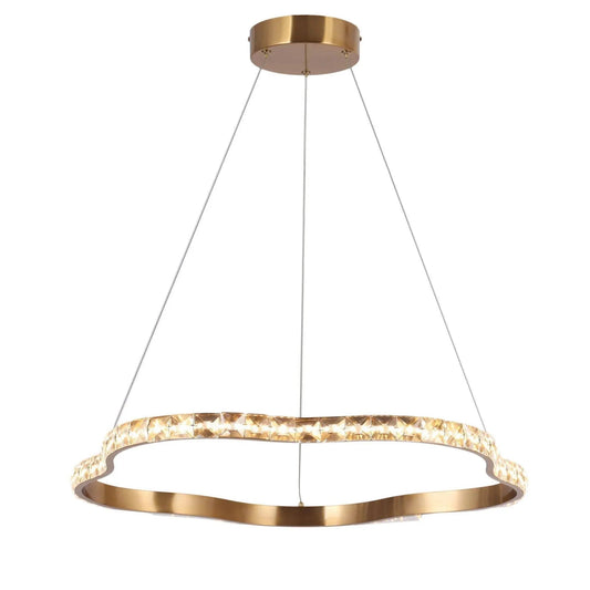 20 Inch Crystal Brass Circle LED Chandelier - LNC Home