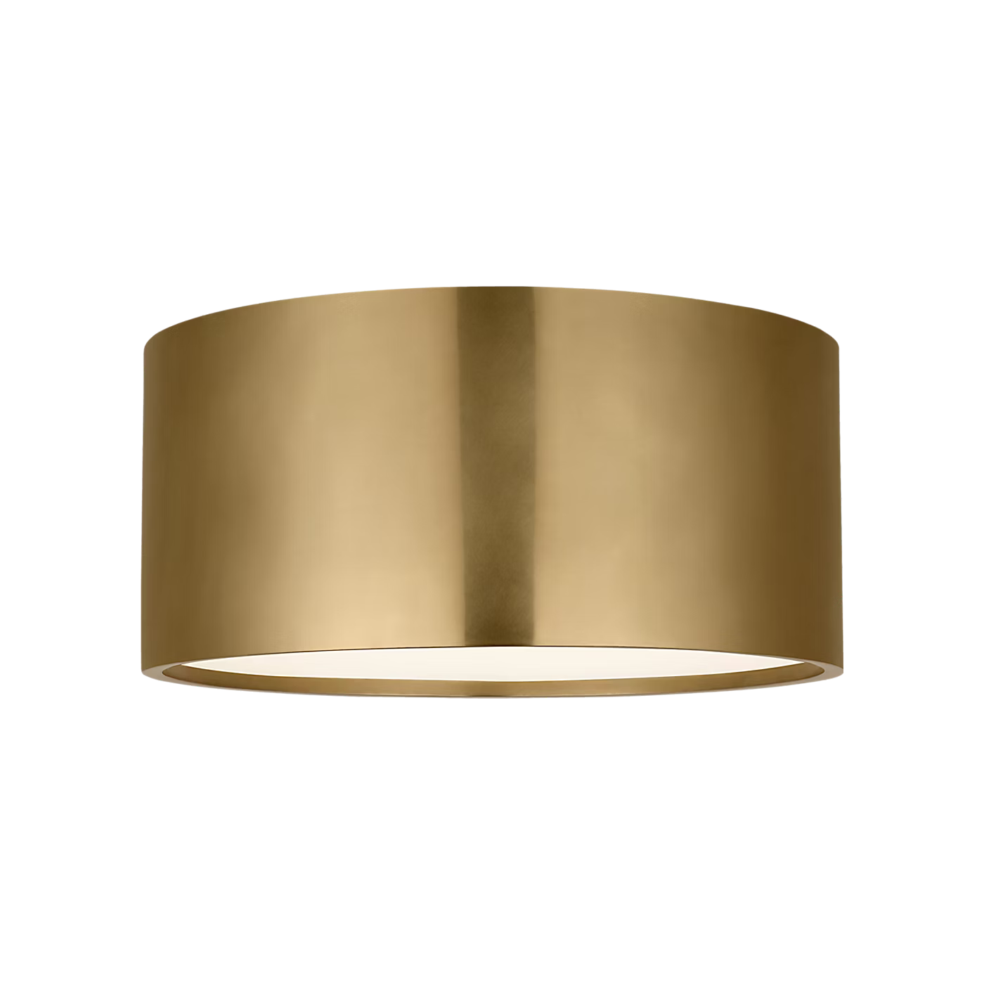 Dola 10 brass LED ceiling light close up showing glass diffuser detail
