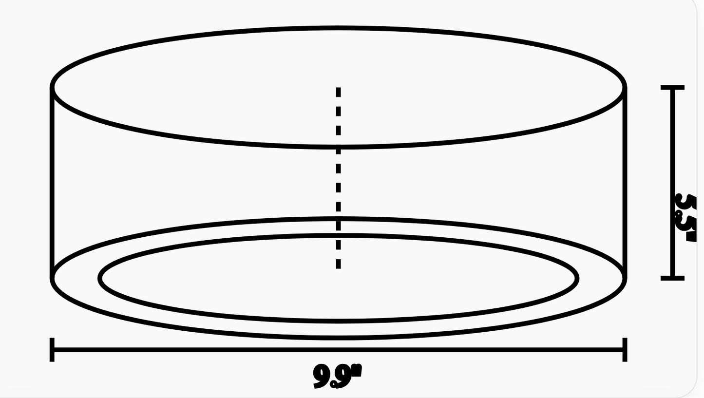 Technical line drawing of Dola LED flush mount ceiling light showing size and design details
